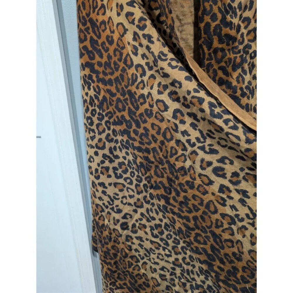 Tashia Pashmina London Women's Leopard Print Shawl Scarf Cashmere Silk Fringe